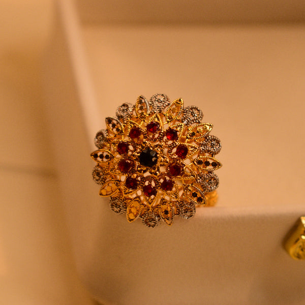 Glamorous Design 22K RP 4.7 Gram Gold Plated Crystal Stones Ring For Girls/Women