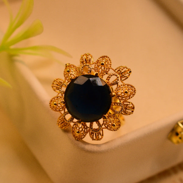 Elegant Design 22K RP 4.7 Gram Gold Plated Real Stone Ring For Girls/Women