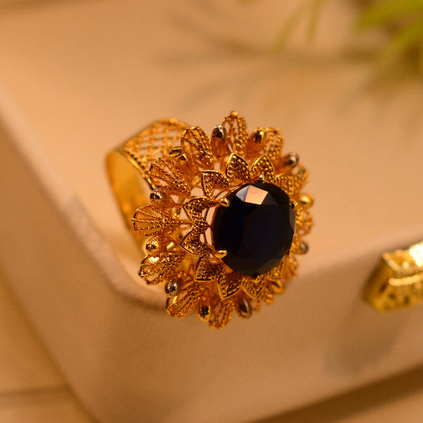 Luxury Design 22K RP 4.7 Gram Gold Plated Real Stone Ring For Girls/Women