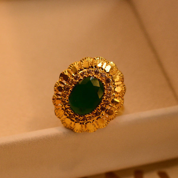 Sparkling Design 22K RP 4.7 Gram Gold Plated Real Stone Ring For Girls/Women