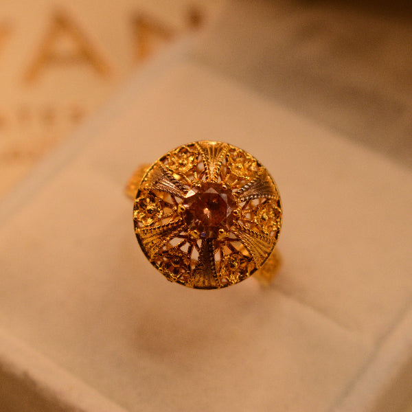 Dazzling Design 22K RP 4.7 Gram Gold Plated Real Stone Ring For Girls/Women