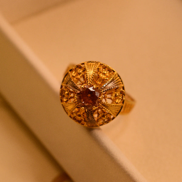 Dazzling Design 22K RP 4.7 Gram Gold Plated Real Stone Ring For Girls/Women