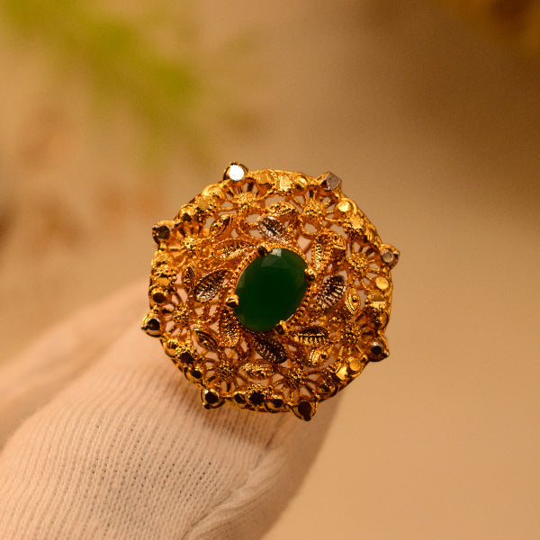 Glamorous Design 22K RP 4.7 Gram Gold Plated Real Stone Ring For Girls/Women