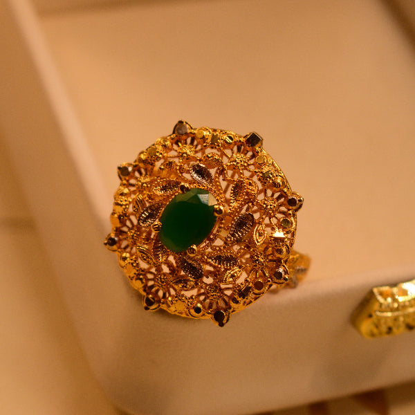 Glamorous Design 22K RP 4.7 Gram Gold Plated Real Stone Ring For Girls/Women