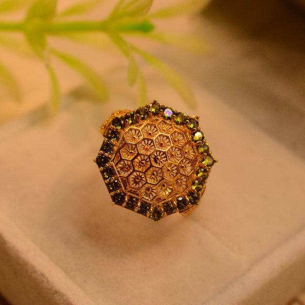 Luminous Design 22K RP 4.7 Gram Gold Plated Crystal Stones Ring For Girls/Women