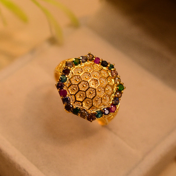 Luminous Design 22K RP 4.7 Gram Gold Plated Crystal Stones Ring For Girls/Women