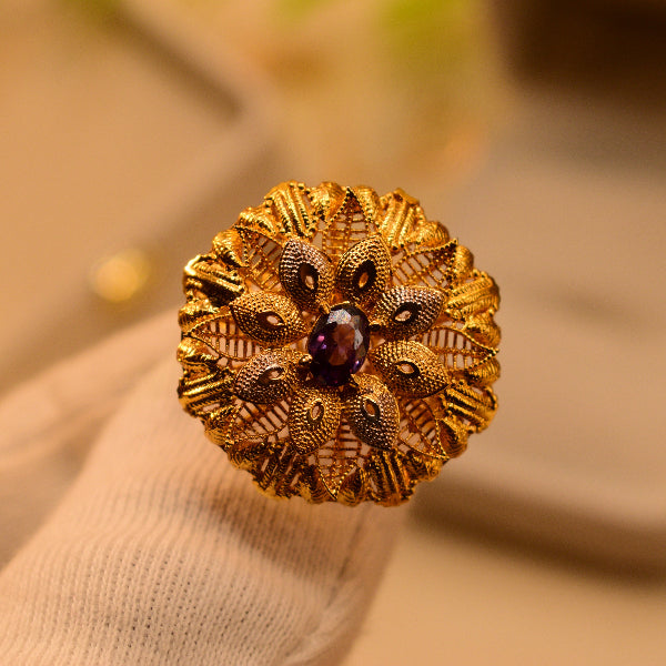 Charming Design 22K RP 4.7 Gram Gold Plated Real Stone Ring For Girls/Women