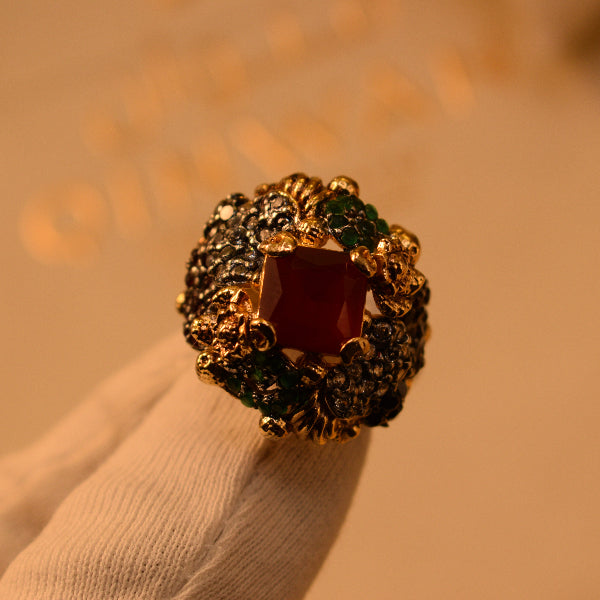 Gorgeous Unique Design Gold Plated Crystal Stones Ring For Girls/Women