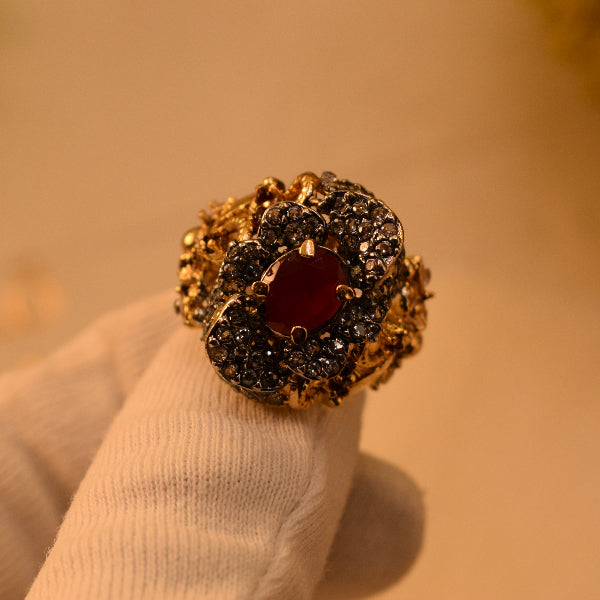 Elegant Unique Design Gold Plated Crystal Stones Ring For Girls/Women