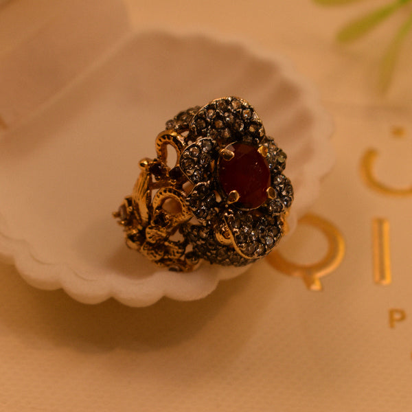 Elegant Unique Design Gold Plated Crystal Stones Ring For Girls/Women