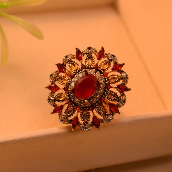 Luminous Unique Design Gold Plated Real Stones Ring For Girls/Women