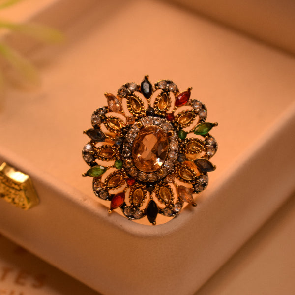 Luminous Unique Design Gold Plated Real Stones Ring For Girls/Women