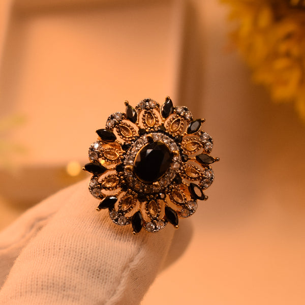 Luminous Unique Design Gold Plated Real Stones Ring For Girls/Women