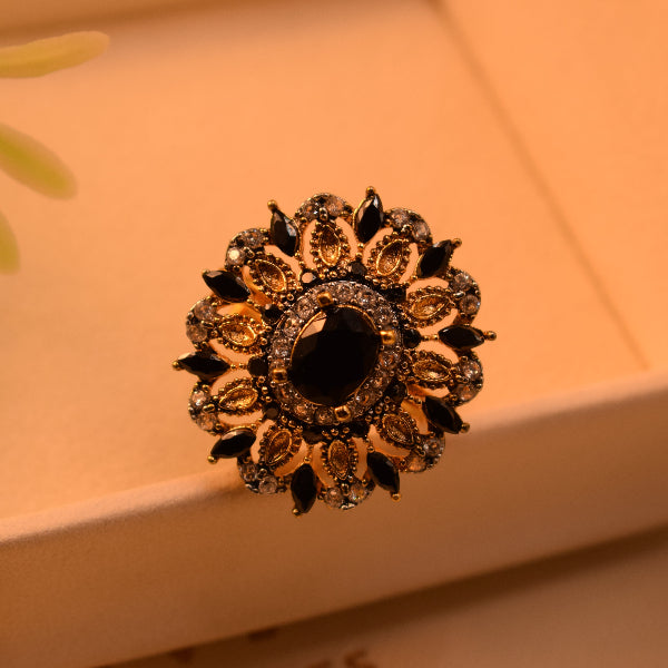 Luminous Unique Design Gold Plated Real Stones Ring For Girls/Women