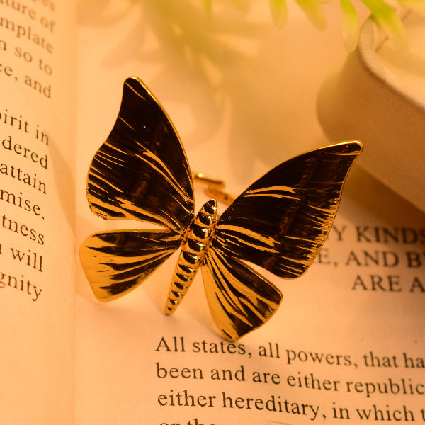 Luxury Unique Butterfly Design Gold Plated Ring For Girls/Women