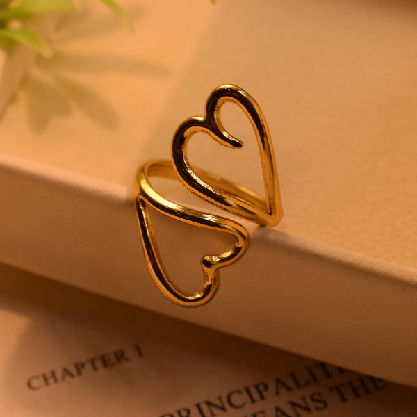 Beautiful Unique Heart Design Gold Plated Ring For Girls/Women