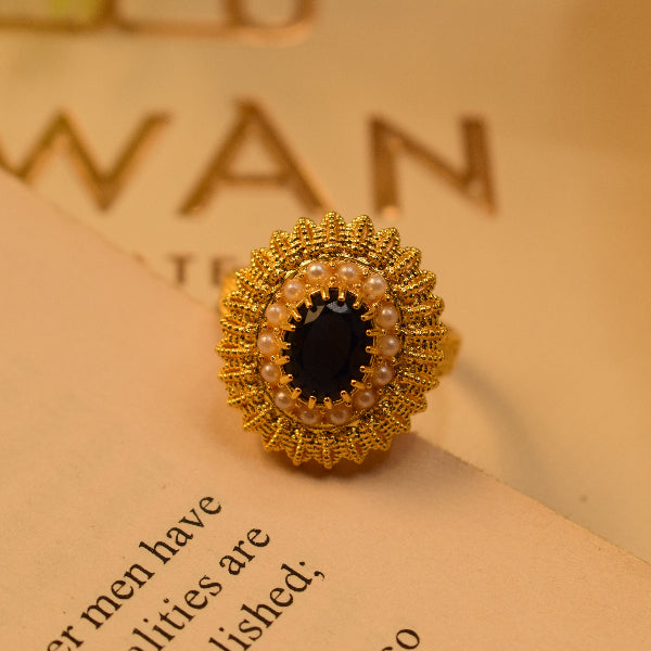 Fancy Unique Design Gold Plated Real Stones Ring For Girls/Women