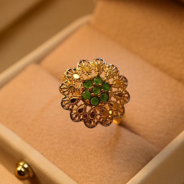 Elegant Unique Design Gold Plated Crystal Stones Ring For Girls/Women