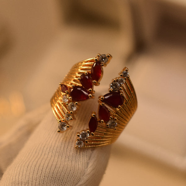 Luxury Unique Design Gold Plated Crystal Stones Ring For Girls/Women