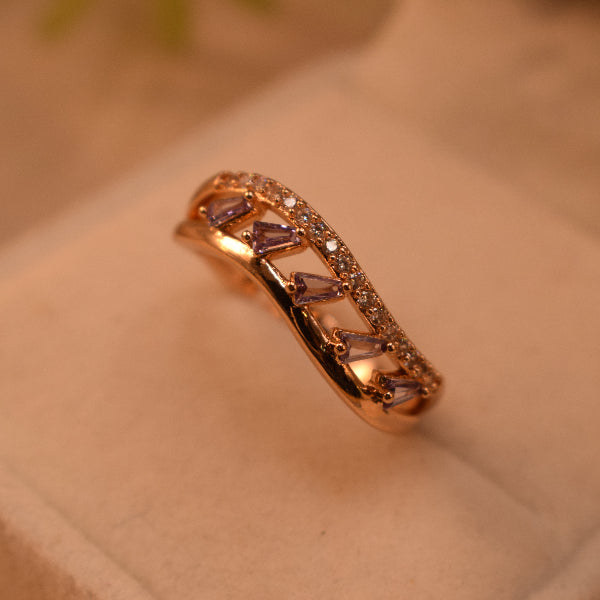 Fancy Unique Design Gold Plated Crystal Stones Ring For Girls/Women