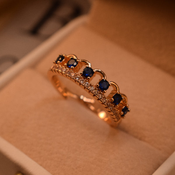 Dazzling Unique Design Gold Plated Crystal Stones Ring For Girls/Women