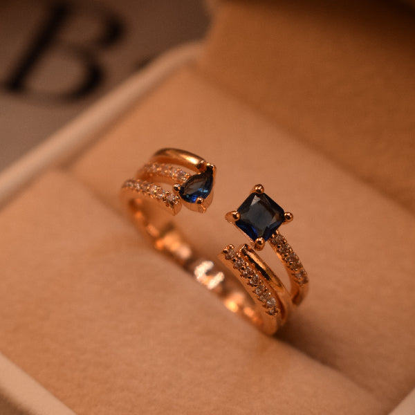 Luxury Unique Design Gold Plated Crystal Stones Ring For Girls/Women