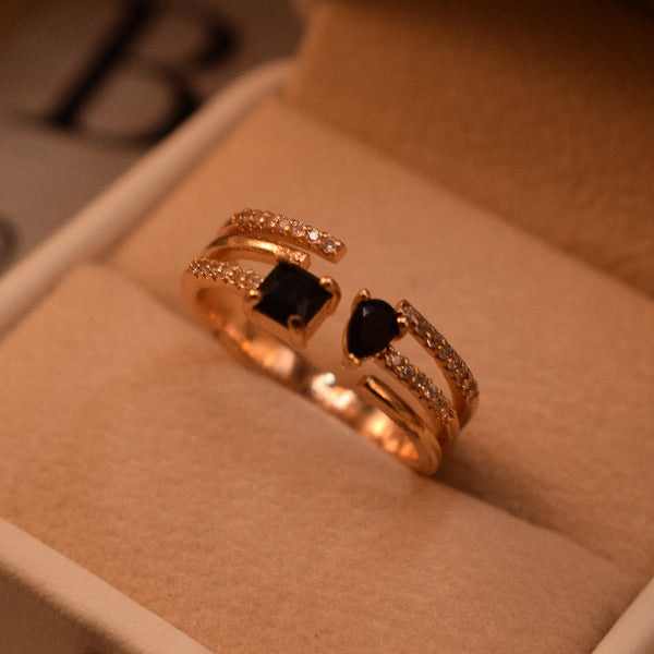 Luxury Unique Design Gold Plated Crystal Stones Ring For Girls/Women