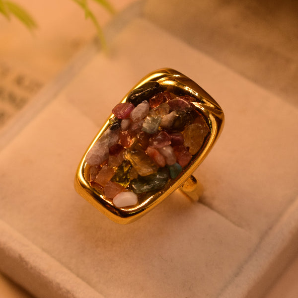 Gorgeous Design Gold Plated Crystal Stones Ring For Girls/Women