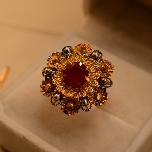 Dazzling Design 24K RP 3.5 Gram Gold Plated Crystal Stone Ring For Girls/Women
