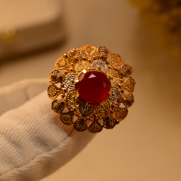 Luxury Design 24K RP 3.5 Gram Gold Plated Crystal Stone Ring For Girls/Women