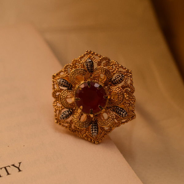 Beautiful Design 24K RP 3.5 Gram Gold Plated Crystal Stone Ring For Girls/Women