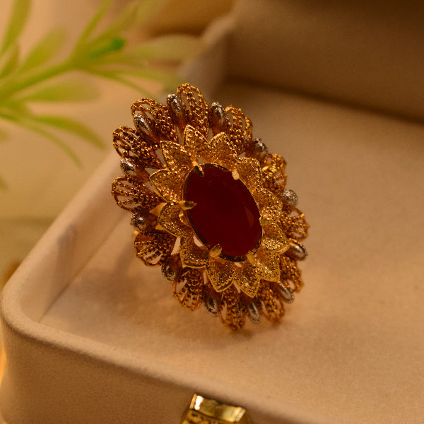 Gorgeous Design 24K RP 4 Gram Gold Plated Crystal Stone Ring For Girls/Women