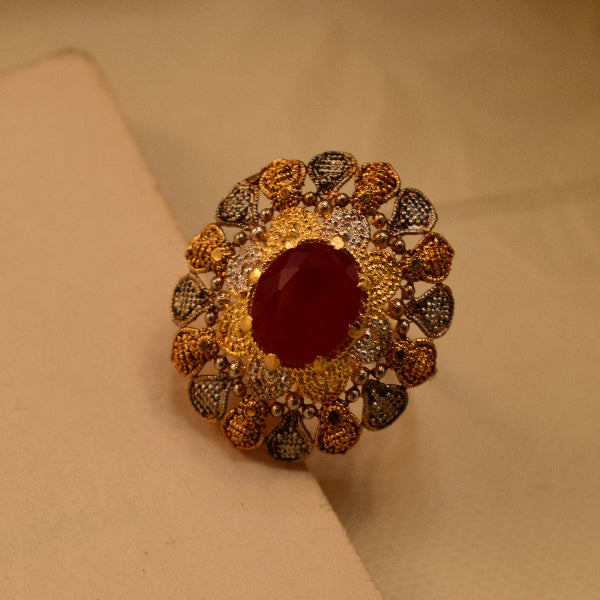 Luminous Design 24K RP 3.5 Gram Gold Plated Crystal Stone Ring For Girls/Women