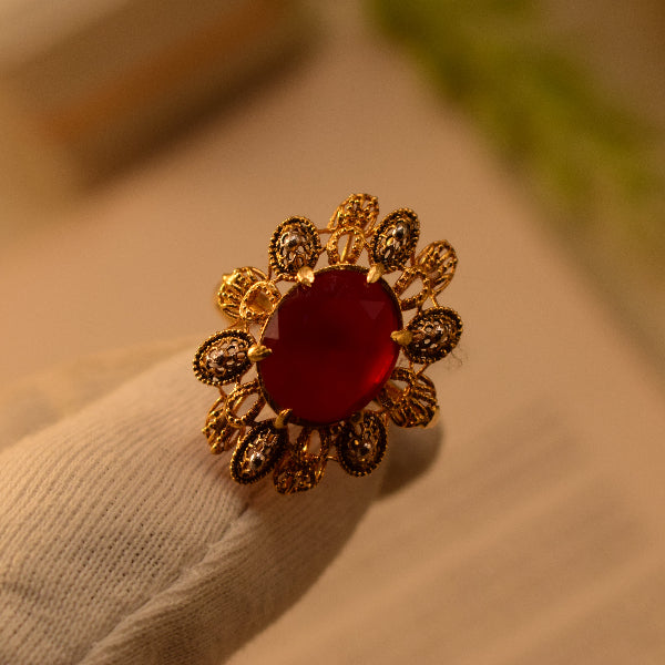 Sparkling Design 24K Gold RP 3.5 Gram Plated Crystal Stone Ring For Girls/Women