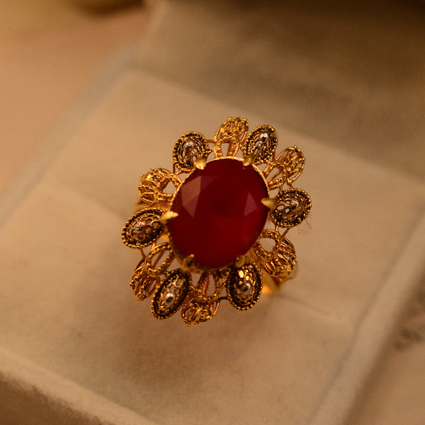 Sparkling Design 24K Gold RP 3.5 Gram Plated Crystal Stone Ring For Girls/Women