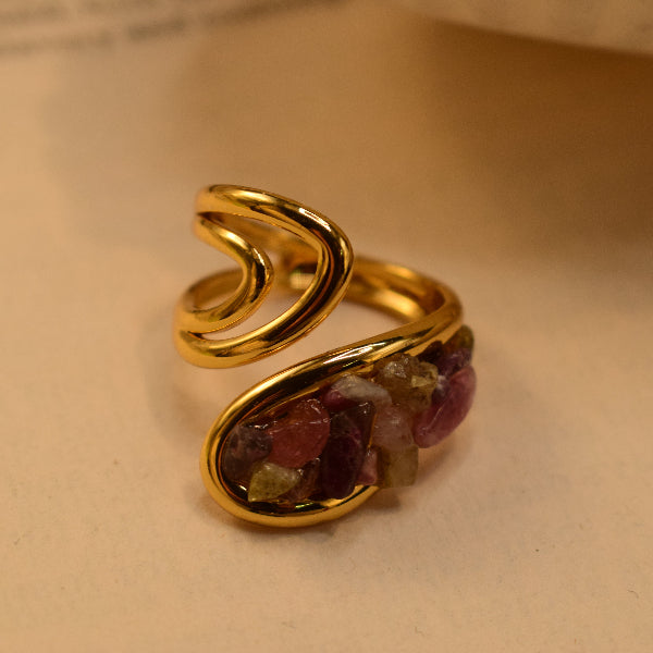 Luxury Unique Design Gold Plated Crystal Stones Ring For Girls/Women