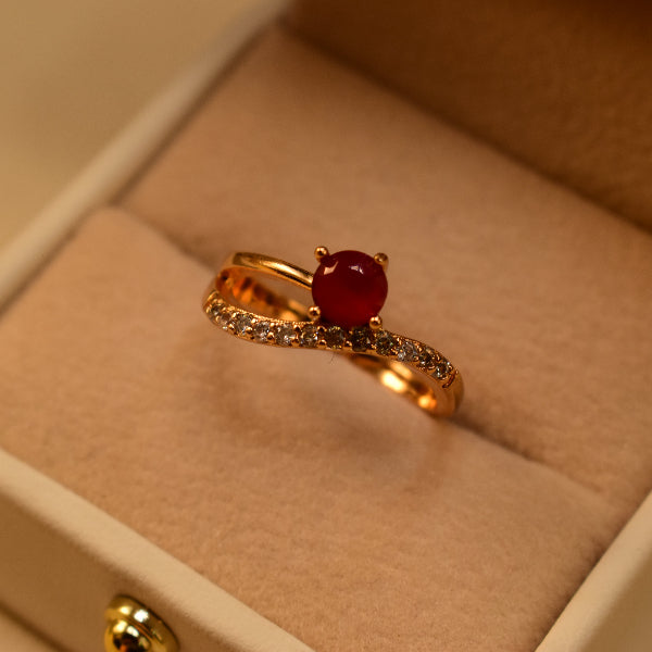 Elegant Design Gold Plated Crystal Stones Ring For Girls/Women