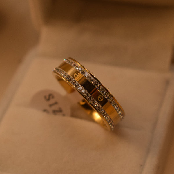 Elegant Design Gold Plated Crystal Stones Ring For Girls/Women