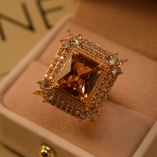 Sparkling Design Gold Plated Crystal Stones Ring For Girls/Women