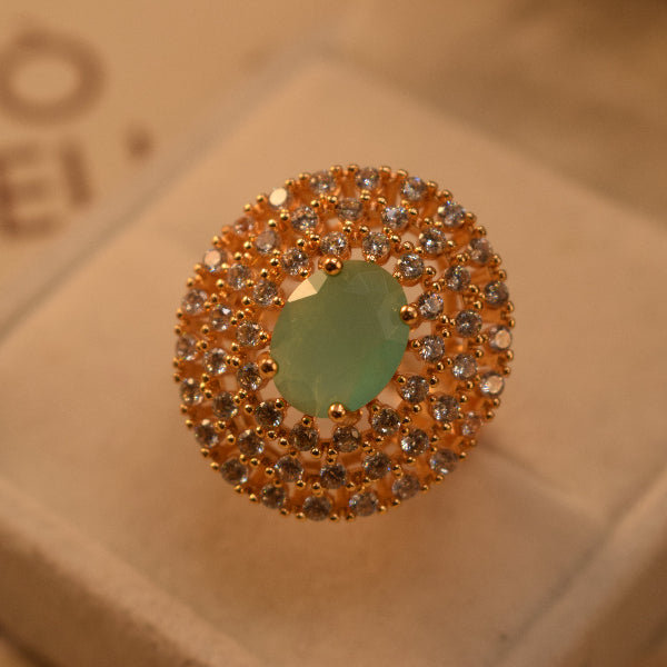 Elegant Design Gold Plated Crystal Stones Ring For Girls/Women