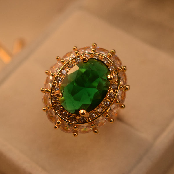 Beautiful Design Gold Plated Crystal Stones Ring For Girls/Women