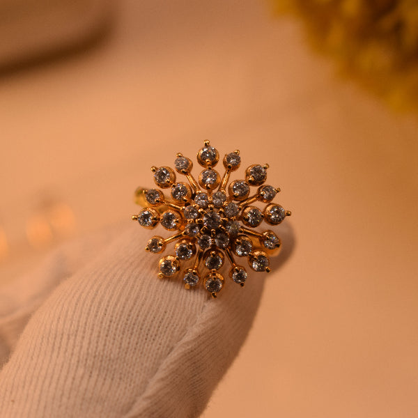 Luminous Unique Design Gold Plated Crystal Stones Ring For Girls/Women
