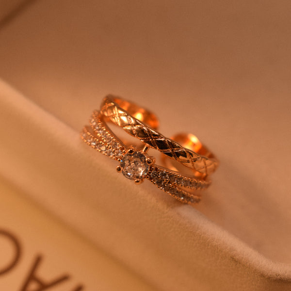 Luminous Design Gold Plated Crystal Stones Ring For Girls/Women