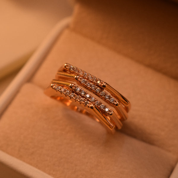 Charming Design Gold Plated Crystal Stones Ring For Girls/Women