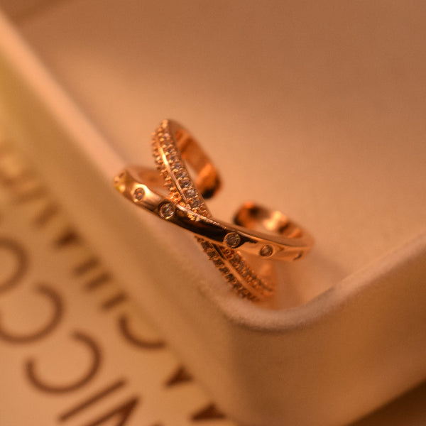 Gorgeous Design Gold Plated Crystal Stones Ring For Girls/Women