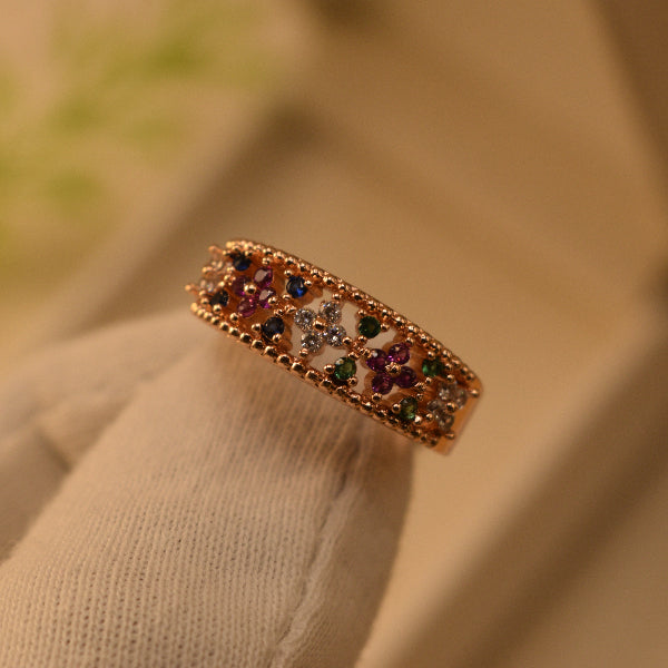 Dazzling Unique Design Gold Plated Crystal Stones Ring For Girls/Women