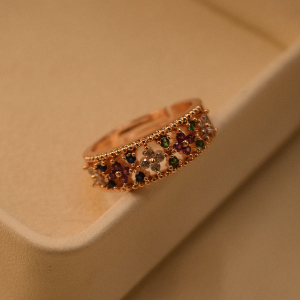 Dazzling Unique Design Gold Plated Crystal Stones Ring For Girls/Women