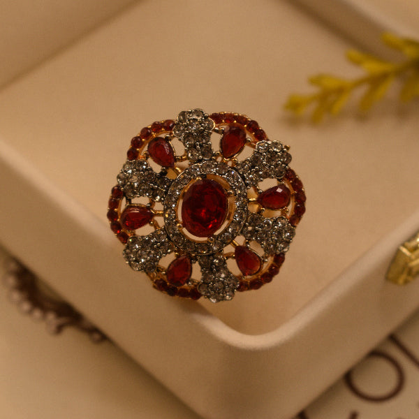 Sparkling Unique Design Gold Plated Crystal Stones Ring For Girls/Women