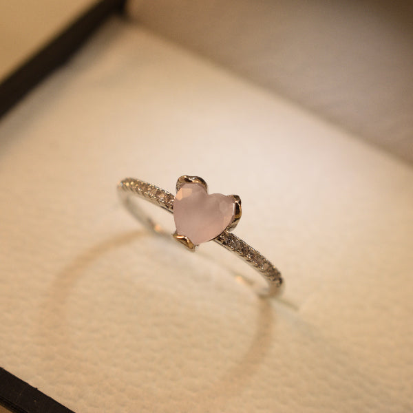 Luminous Heart Design Silver Plated Crystal Stones Ring For Girls/Women