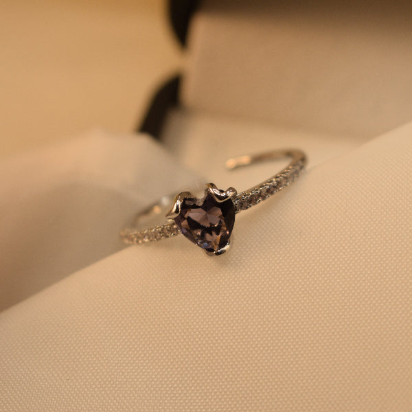 Luminous Heart Design Silver Plated Crystal Stones Ring For Girls/Women
